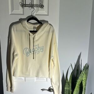 Yellow Crop Relaxed Long Sleeve Hoodie